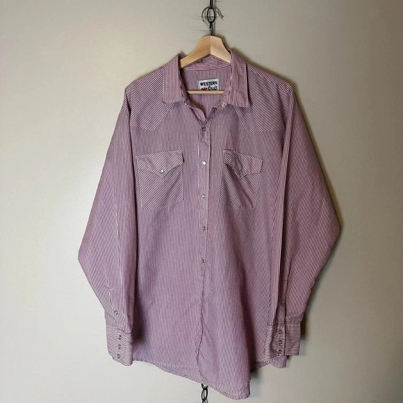 Vintage Western Craft Pinstriped Pearl Snap Shirt Size XXL - Picture 1 of 5
